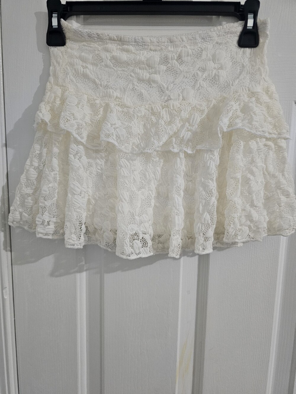See You Monday Juniors Ivory Lace Ruffle Mini Skort XS NWT